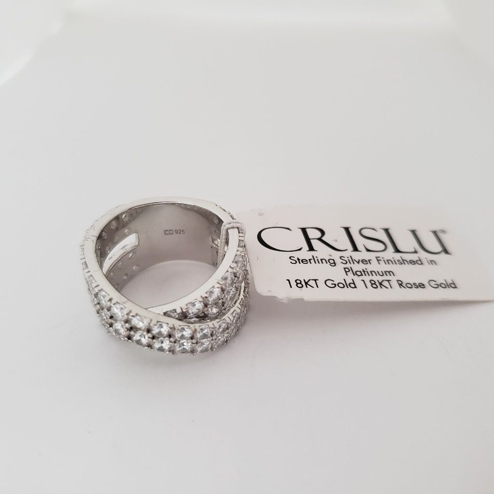 CRISLU Sterling Silver Criss Cross Ring Size 7.5 - Picture 4 of 6